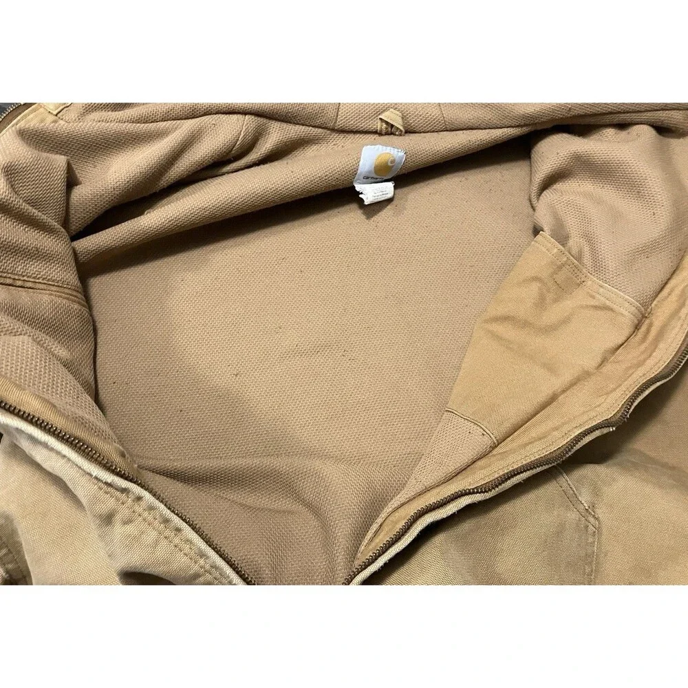 Carhartt Tan Duck Canvas Hooded Jacket J131 BRN Sz 4XL SEE DESC